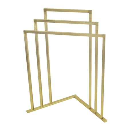 Kingston Brass LShaped Freestanding 3Tier Steel Corner Towel Rack, Brushed Brass SCC8277